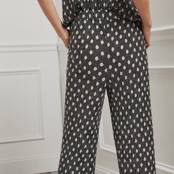 Anthropologie Morris Plisse Pyjama Trousers Black Dot Size Small - Picture 2 of 7